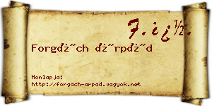 Forgách Árpád névjegykártya