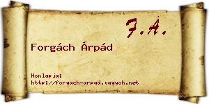 Forgách Árpád névjegykártya